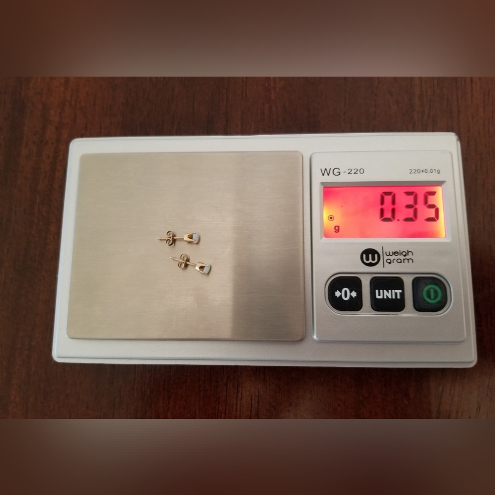 10K Gold Opal Stud Earrings - Picture 6 of 6
